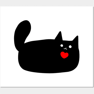 Black Cat Red Heart Posters and Art